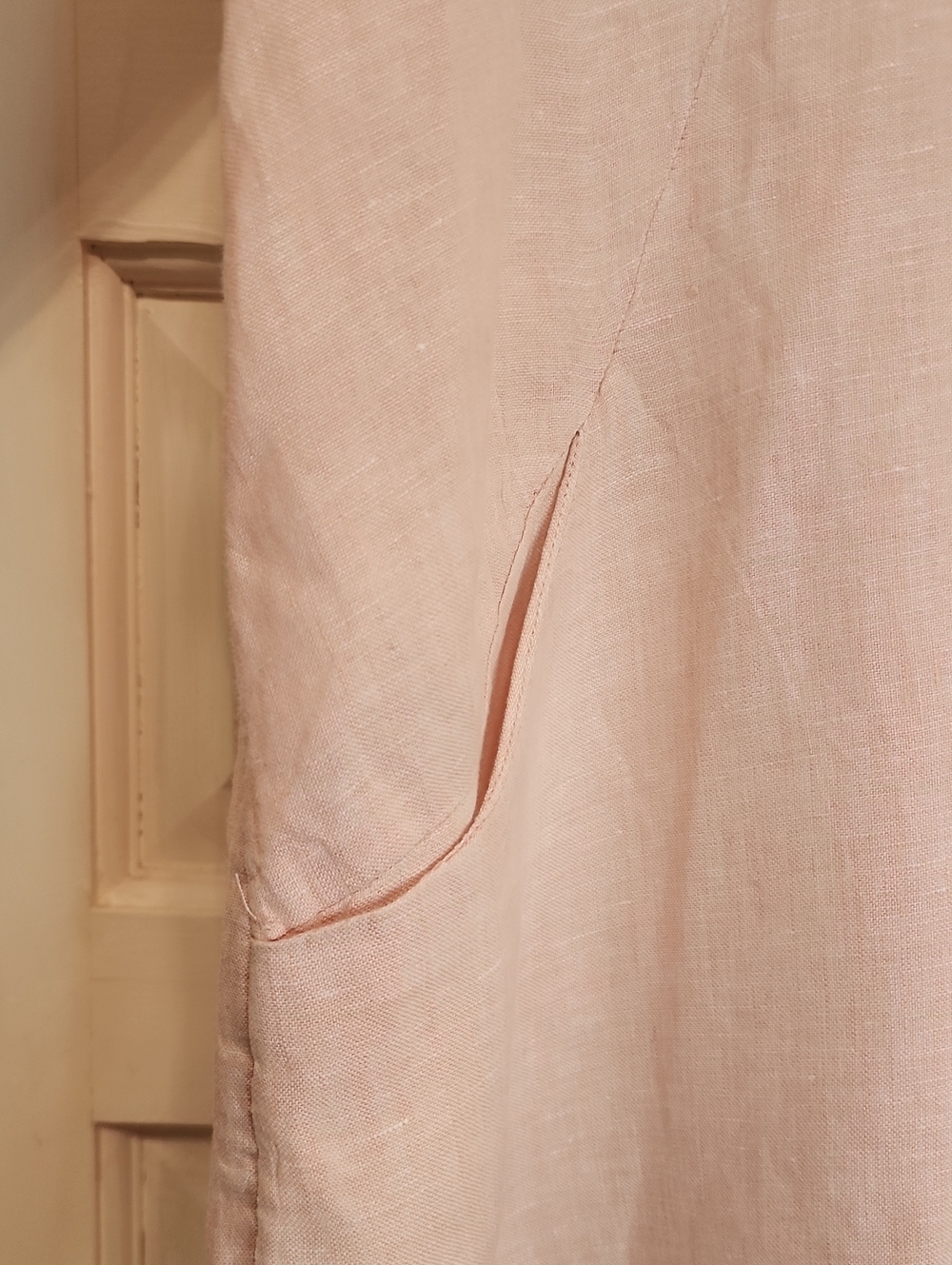 SIGRID OLSEN 100% Linen Light Pink/Peach Vneck Women's Button-FrontTop - Picture 3 of 15